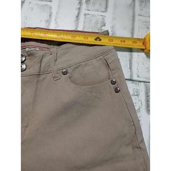 Sabrina Lauren tan stretchy five pocket double button and zip cropped jeans 8 - Picture 6 of 11